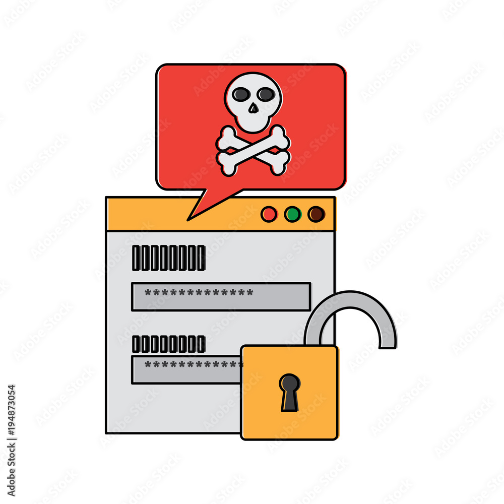 Poster page login code message danger security unlock vector illustration