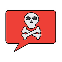 skull bones in speech bubble data hacker vector illustration