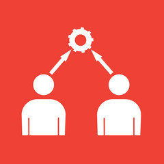 conflict of interest icon,flat vector sign isolated on red background. Simple vector illustration for graphic and web design.