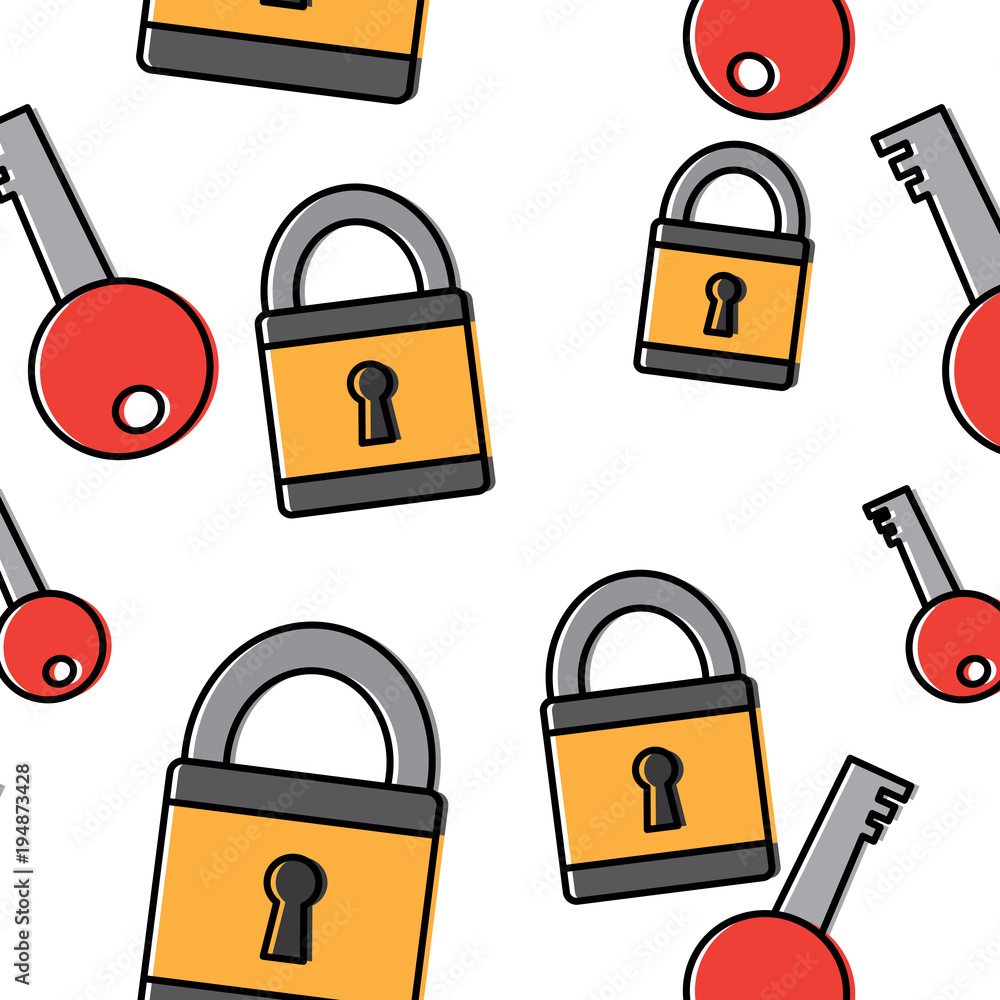 Poster technology padlock key security pattern image vector illustration