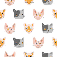 Seamless pattern with adorable kittens.