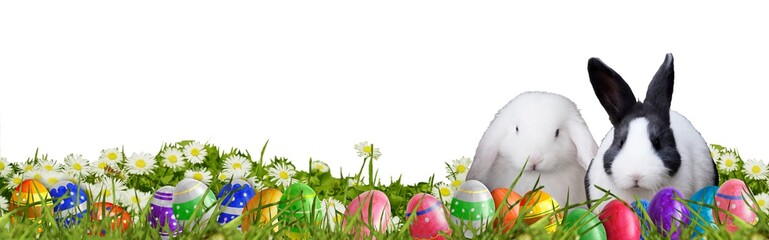 Ostern Hintergrund mit Ostereiern und Osterhasen