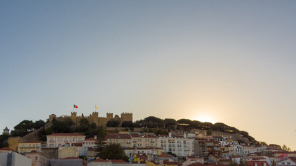 Obraz premium Skyline and sunset in Lisbon, Portugal.