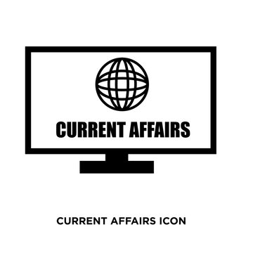 Current Affairs Icon, Flat Vector Sign Isolated On Green Background. Simple Vector Illustration For Graphic And Web Design.