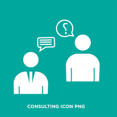 consulting icon png, flat vector sign isolated on green background. Simple vector illustration for graphic and web design.