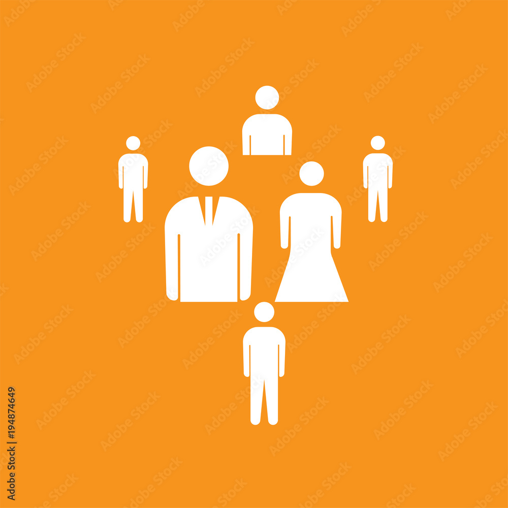 Poster staff icon. vector illustration style is flat symbol on yellow background. designed for web and soft