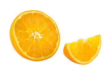 Still Life Half crescent Orange Fruit on white background