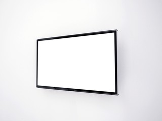 TV Mock-up, mockup exhibition, art gallery, white empty photo frame on a wall  