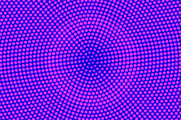 Blue pink dotted halftone. Round frequent dotted gradient. Half tone vector background.