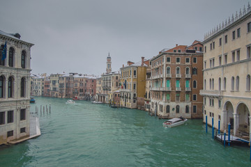 Beautiful Venice covered by snow in winter, Italy
