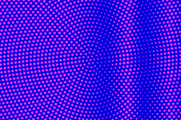 Blue pink dotted halftone. Round grungy dotted gradient. Half tone vector background.