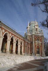 Fototapeta premium Grand Palace in Tsaritsyno reserve, Moscow, Russia. The residence of Catherine the great