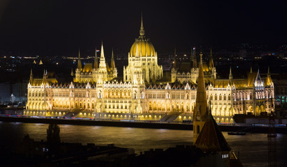 Obraz premium Image of building of Parliament in night illumination of Budapest of Hungary
