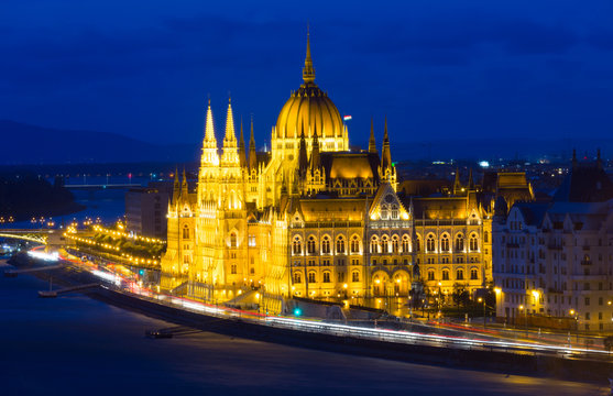 Illuminated Hungary parliament