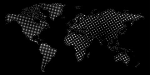 Halftone dotted world map. Vector eps10 illustration of abstract world map.