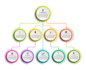 Infographic design organization chart template for business presentations, information banner, timeline or web design.