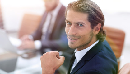 businessman sitting at a work meeting