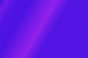 Blue pink dotted halftone. Diagonal frequent dotted gradient. Half tone vector background.