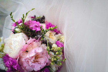 mockup bouquet of purple and white flowers