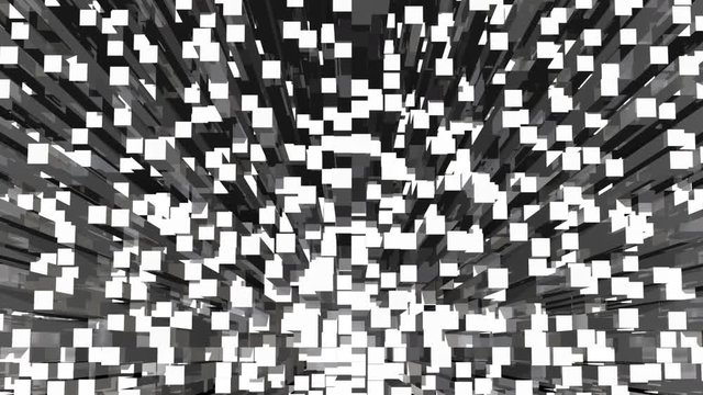 Animated Looping Monochrome Abstract Background with Rectangular Reflective Blocks. 1920x1080.  34 seconds in length.
