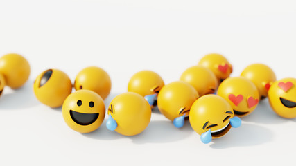 Infinite emoticons 3d rendering background, social media and communications concept