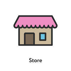 Store Shop Building Facade Minimal Flat Line Outline Stroke Icon