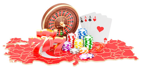 Casino and gambling industry in Turkey concept, 3D rendering