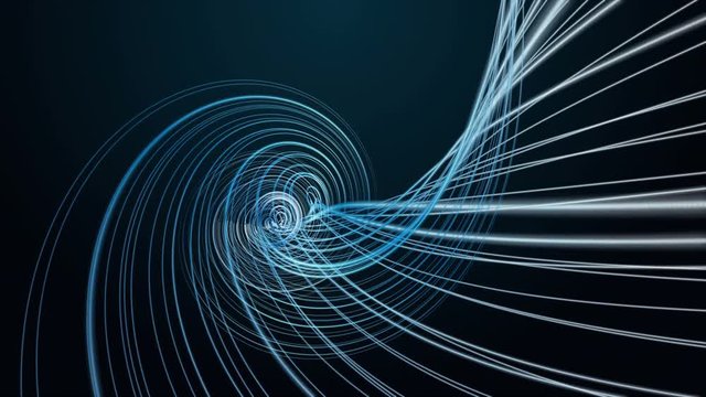 Futuristic animation with particle stripe object and blinking light in slow motion, 4096x2304 loop 4K