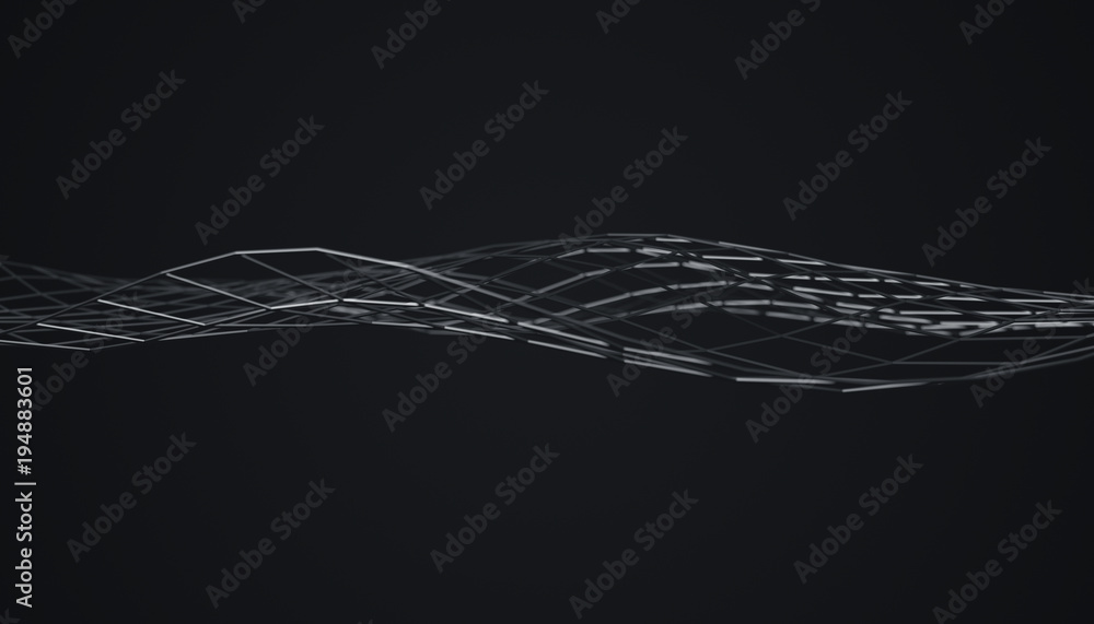 Aufkleber abstract 3d rendering of smooth surface with ripples. lines with waves. modern background design for