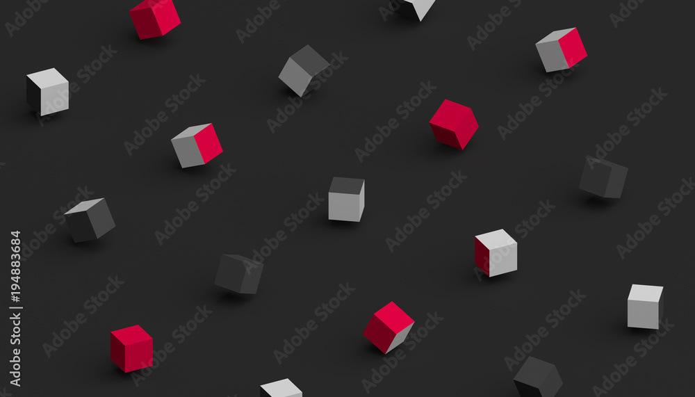 Poster abstract 3d rendering of geometric shapes. computer generated minimalistic background with cubes. mo