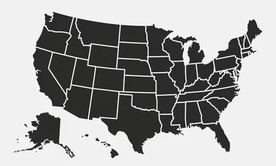 Foto op Plexiglas USA map with states isolated on a white background. United States of America map. Vector illustration © Denys Holovatiuk