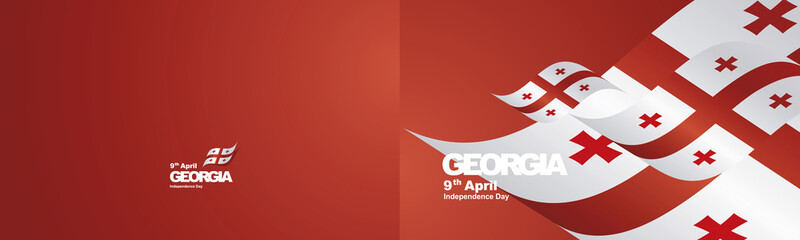 Independence Day Georgia flag ribbon two fold landscape background greeting card