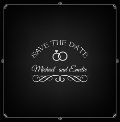 Save the date. Wedding invitation with rings. Vector illustration.