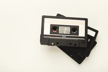 Vintage audio cassettes isolated on white background