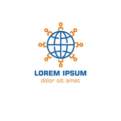 Tech world, glogal connect, people world. Vector logo template