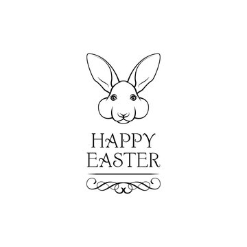 Easter rabbit, easter Bunny. Happy Easter lettering. Vector illustration.