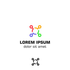 Tech logo. Colorful technical symbol. Hex rounded style.