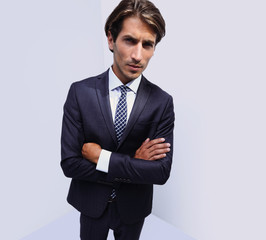 stylized photo of serious businessman