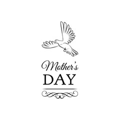 Fototapeta premium Mother s day with Dove, ornate frames and swirls. Vector illustration.