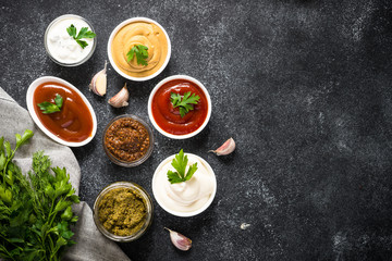 Big set of sauces.