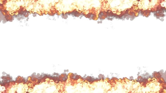 flames in the upper and lower parts of the screen on a white background. fiery sandwich.place for text.