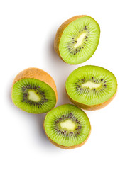 Halved kiwi fruit.