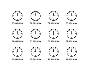 Naklejka premium Set of clock outline icon, for education