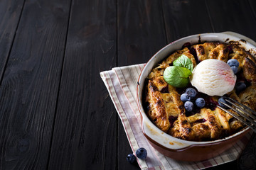 Berry Tart. Delicious cberry tart with ice cream and blueberries