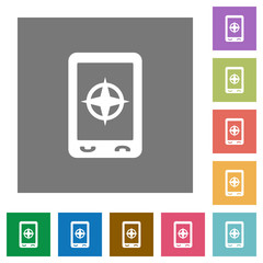 Mobile compass square flat icons