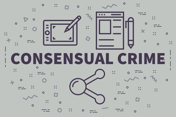 Conceptual business illustration with the words consensual crime