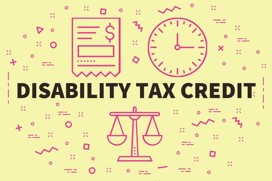 Conceptual business illustration with the words disability tax credit