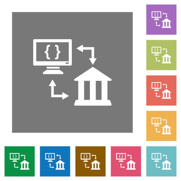 Open banking API square flat icons
