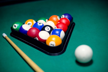 Pool balls and stick