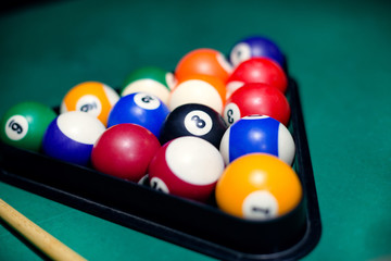 Close up of pool balls